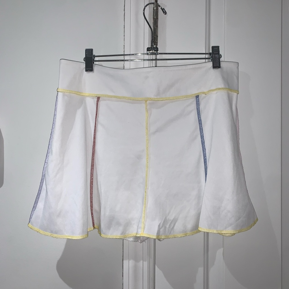 White skirt with multicolor stitching